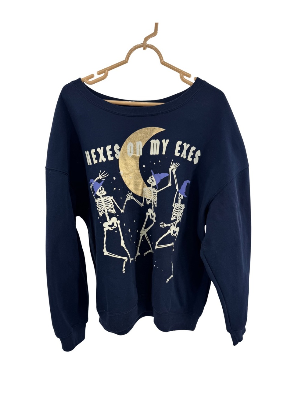 Wound Up Navy Blue Crewneck Hexes on my Exes Sweatshirt 21 XXXL Halloween casual